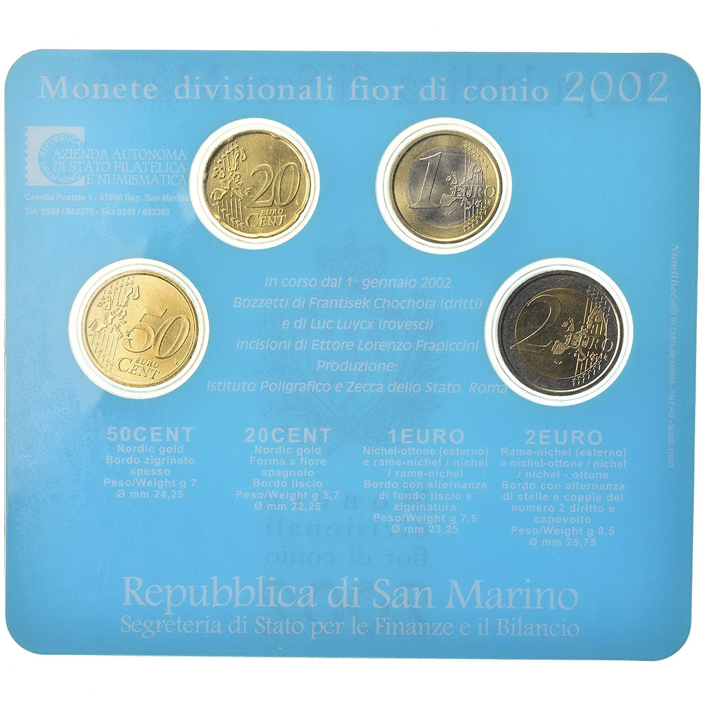San Marino, Set, 2002, Rome, 20c à 2€, MS(63), ND