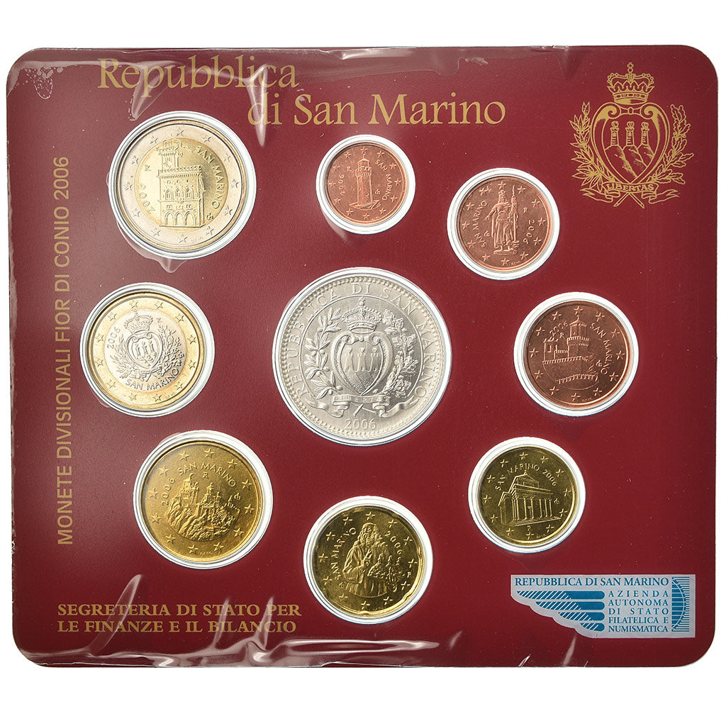 San Marino, Set, 2006, 1c à 5 €, MS(65-70)