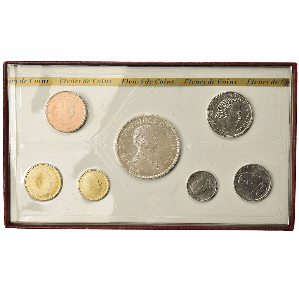 Moneta, Monaco, Rainier III, Set, 1975, 10 c à 50 Fr, MS(65-70), ND