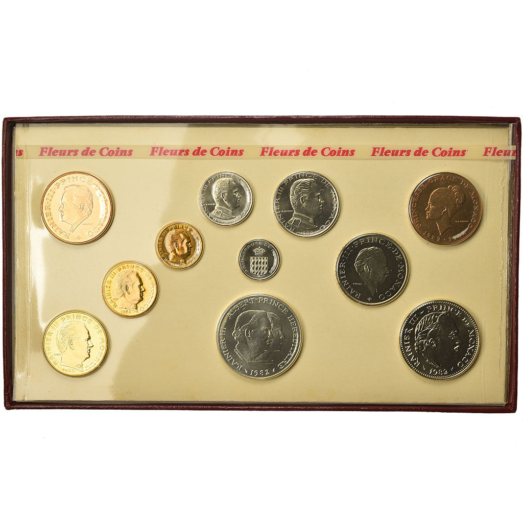 Moneta, Monaco, Rainier III, Set, 1982, 1c à 100 Fr, MS(65-70), ND