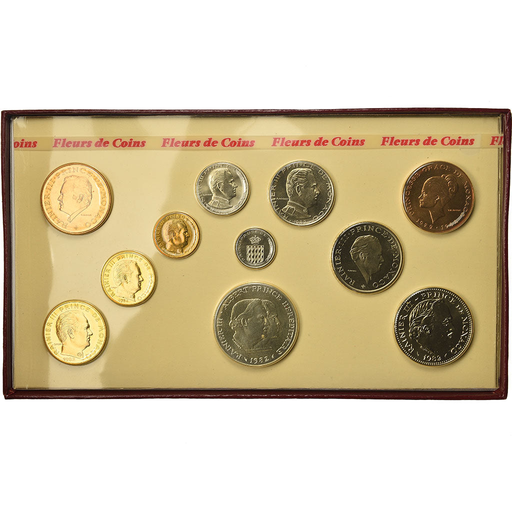 Monnaie, Monaco, Rainier III, Set, 1982, 1c à 100 Fr, FDC