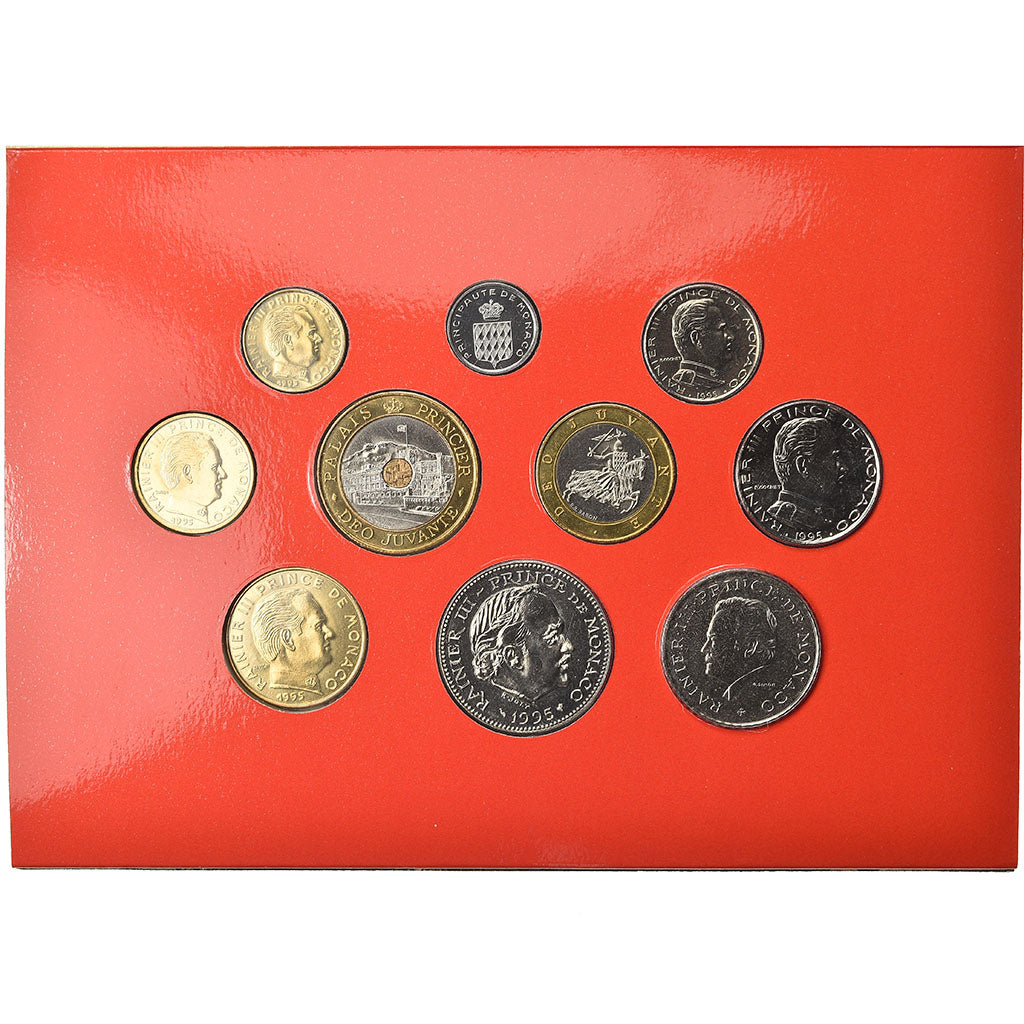 Moneta, Monaco, Rainier III, Set, 1995, 1c à 20 Fr, MS(65-70), ND