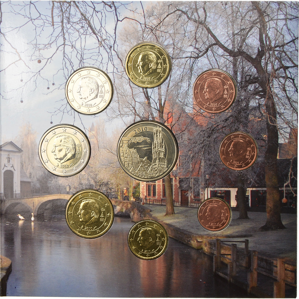 Bélgica, Set, Bruges, 2010, 1c à 2€, MS(65-70), N/D
