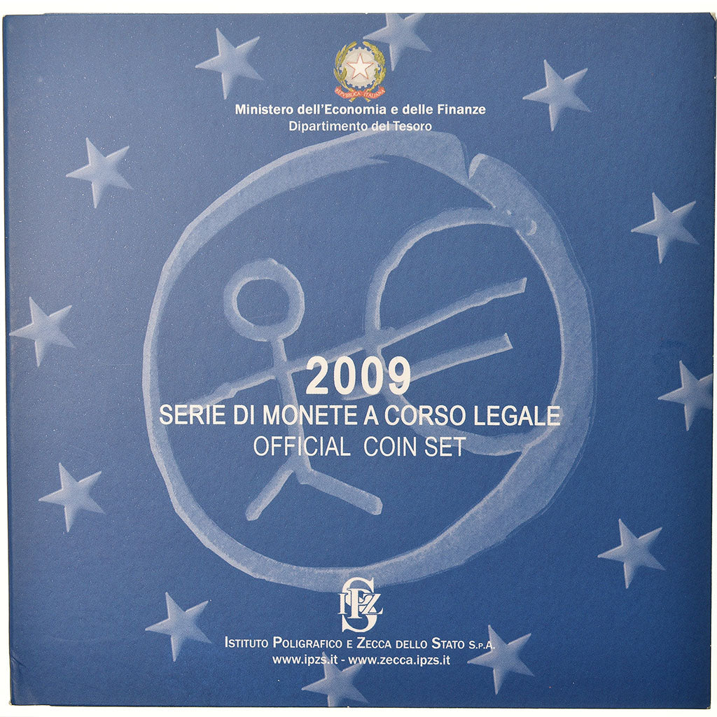 Italie, Coffret, 2009, 1c à 2€, FDC