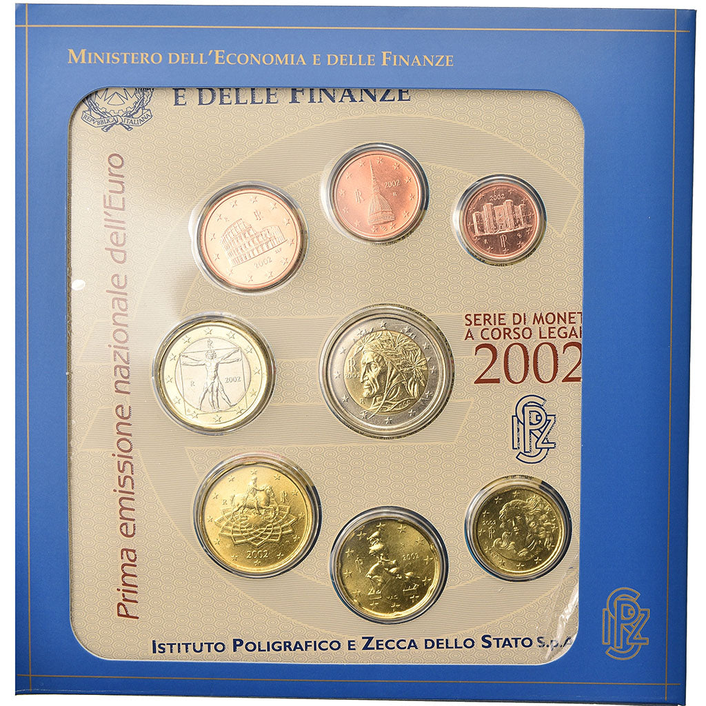 Itália, Set, 2002, 1c à 2€, MS(65-70), N/D