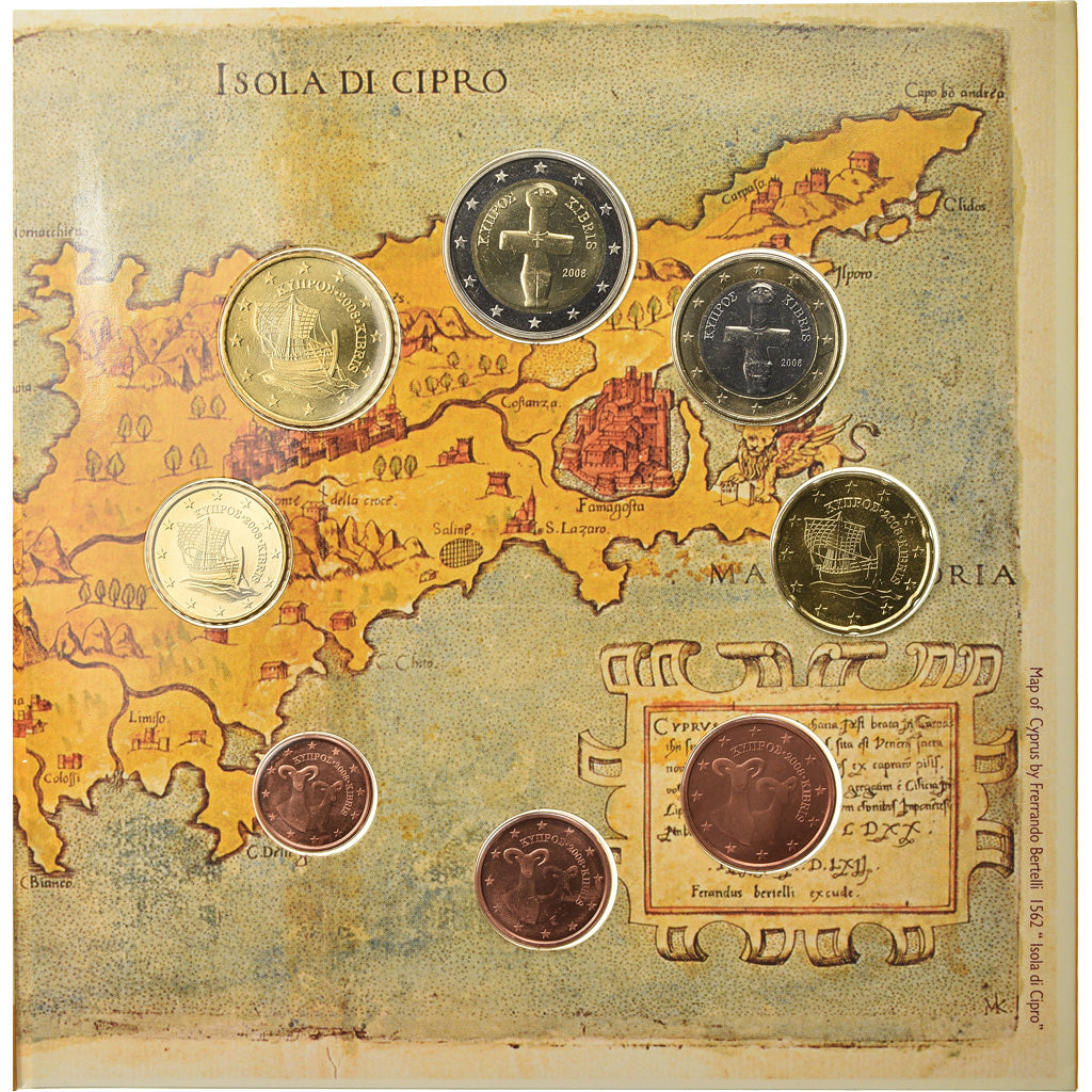 Chypre, Coffret, 2008, 1c à 2€, FDC