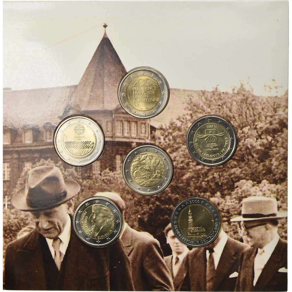 European Union, Set, Jean Monnet, 2008, 6 X 2€ Commémoratives, MS(65-70)