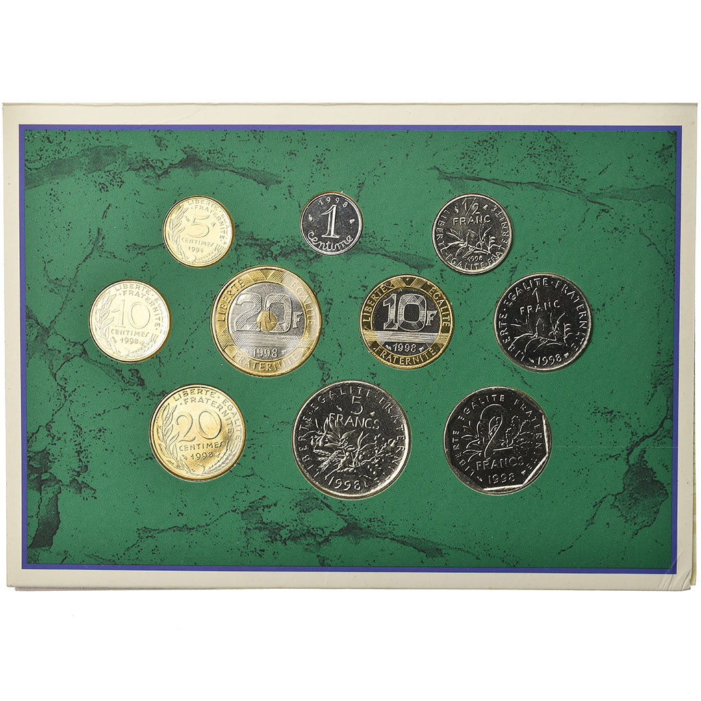 Coin, France, Set, 1998, 1c à 20 Fr, MS(65-70)