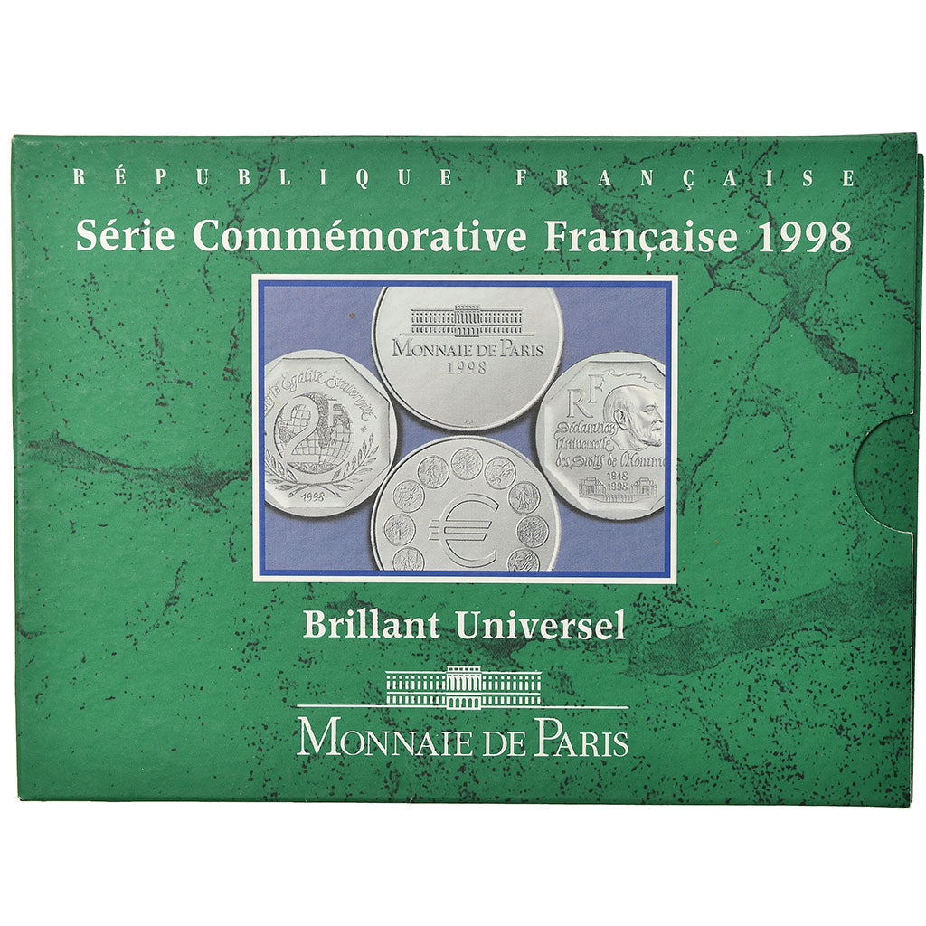 Coin, France, Série Commémorative, Set, 1998, 2 Fr Cassin + Médaille argent