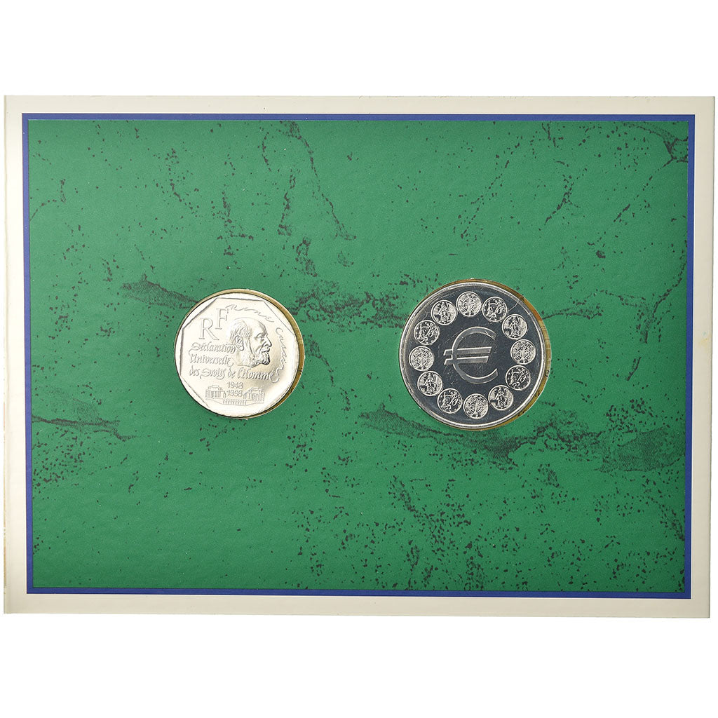 Coin, France, Série Commémorative, Set, 1998, 2 Fr Cassin + Médaille argent