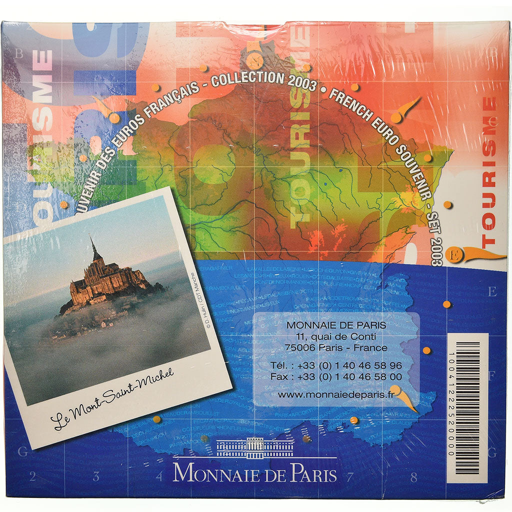 France, Coffret, La Tour Eiffel, 2003, 1c à 2€ + jeton, FDC