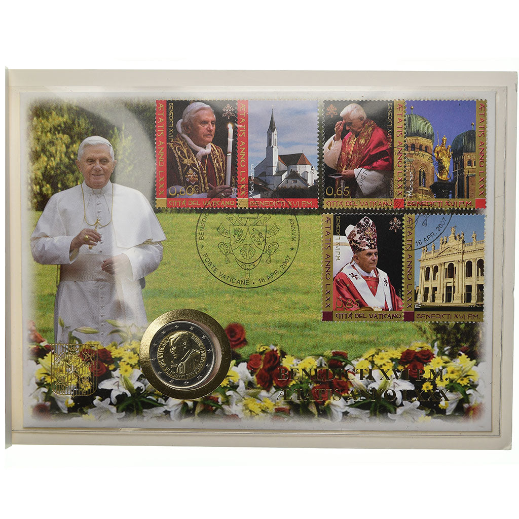 Vaticaan, 2 Euro, 80ème anniversaire de Benoit XVI, 2007, Enveloppe