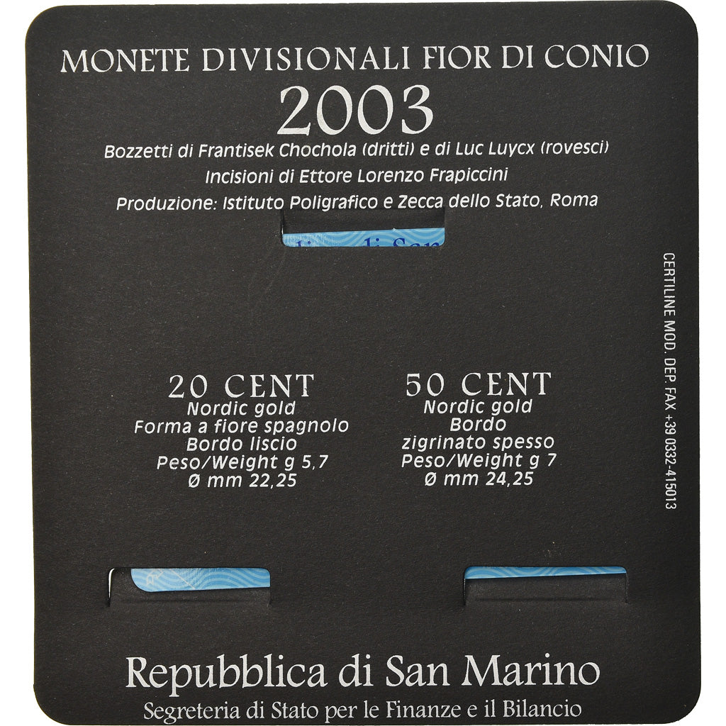 San Marino, Set, 2003, 20c + 50c, STGL
