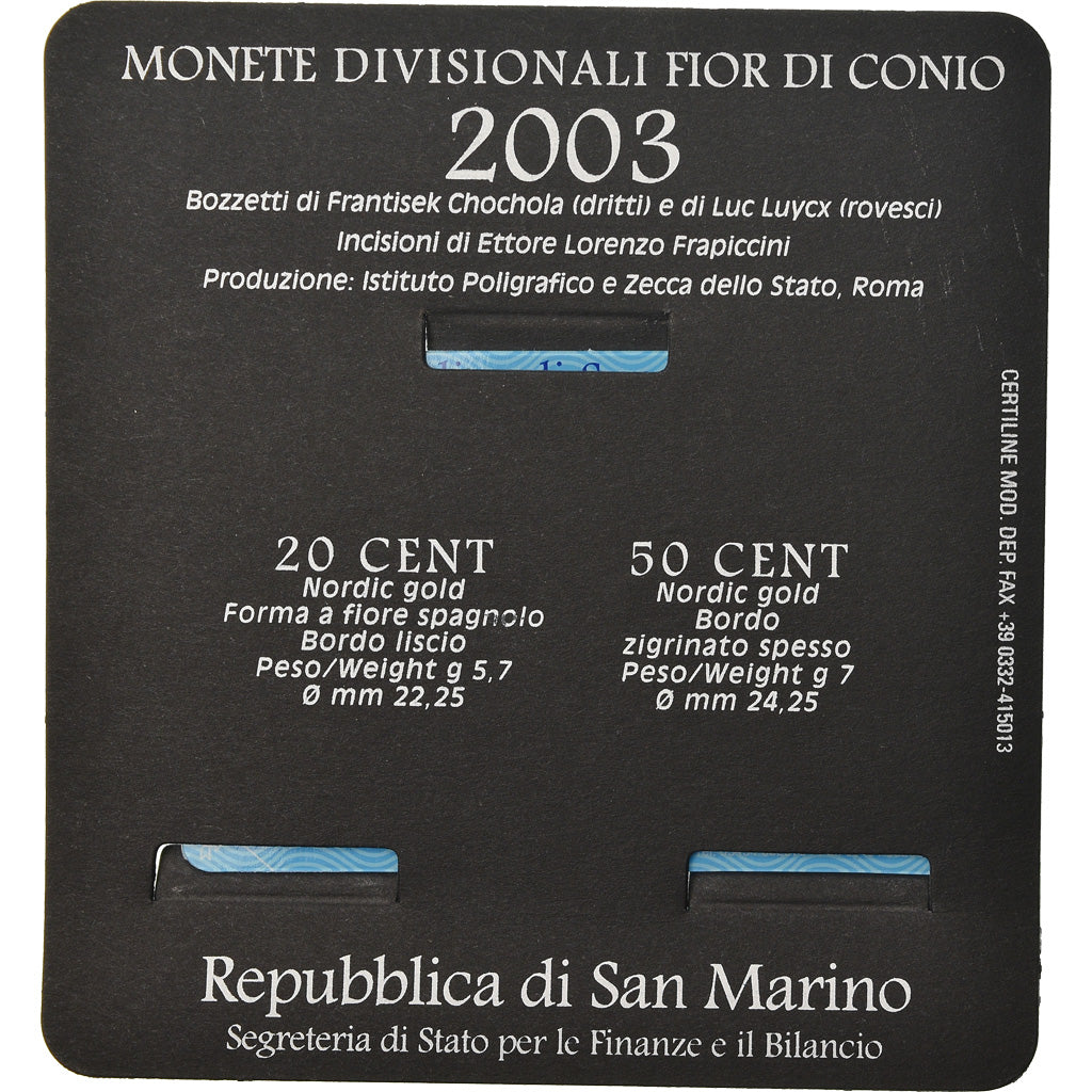 San Marino, Set, 2003, Rome, 20c + 50c, MS(65-70), ND