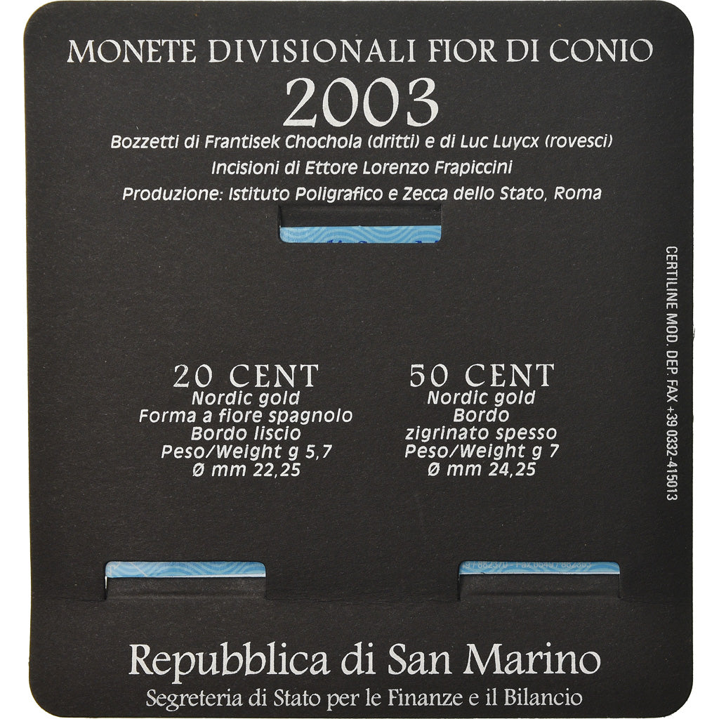 San Marino, Set, 2003, 20c + 50c, STGL