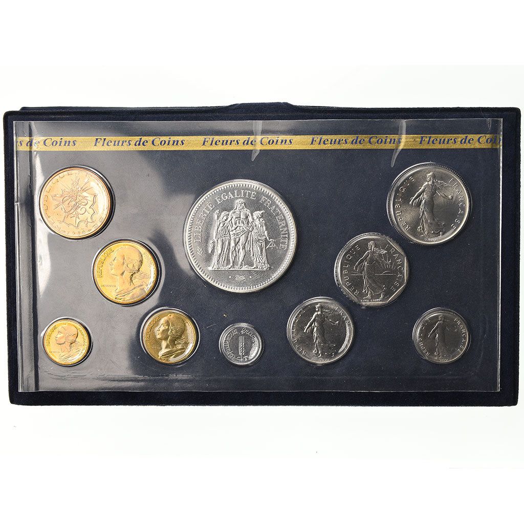 Coin, France, Set, 1980, Paris, 1c à 50 Fr, MS(65-70)