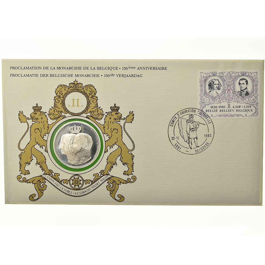 Belgique, Médaille, Léopold I et Louise-Marie, 1980, Enveloppe philatélique