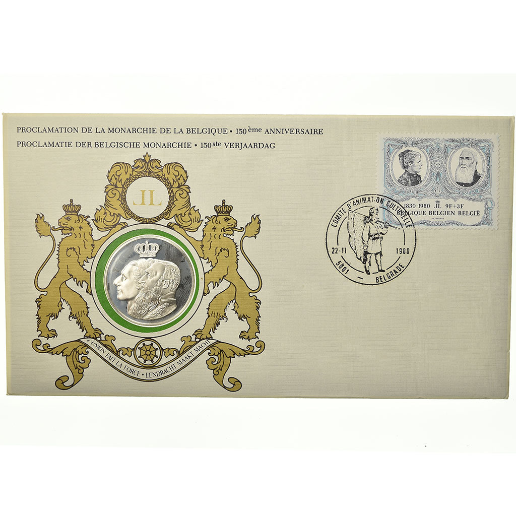 Belgium, Medal, Léopold II et Marie-Henriette, 1980, Enveloppe philatélique