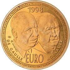 France, Medal, 10 Euro Essai, De Gaulle-Adenauer, 1998, Jimenez, MS(65-70)