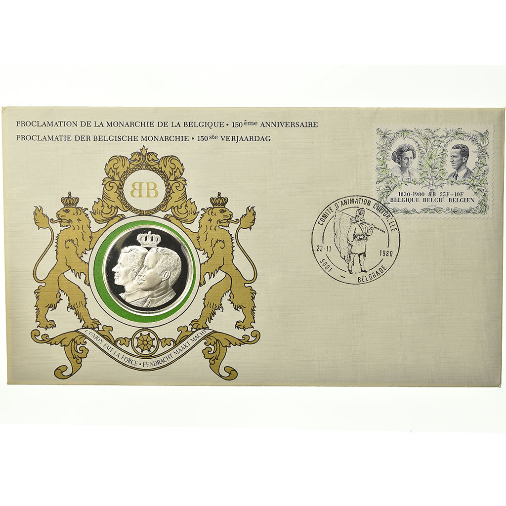 Belgium, Medal, Baudouin I et Fabiola, 1980, Enveloppe philatélique