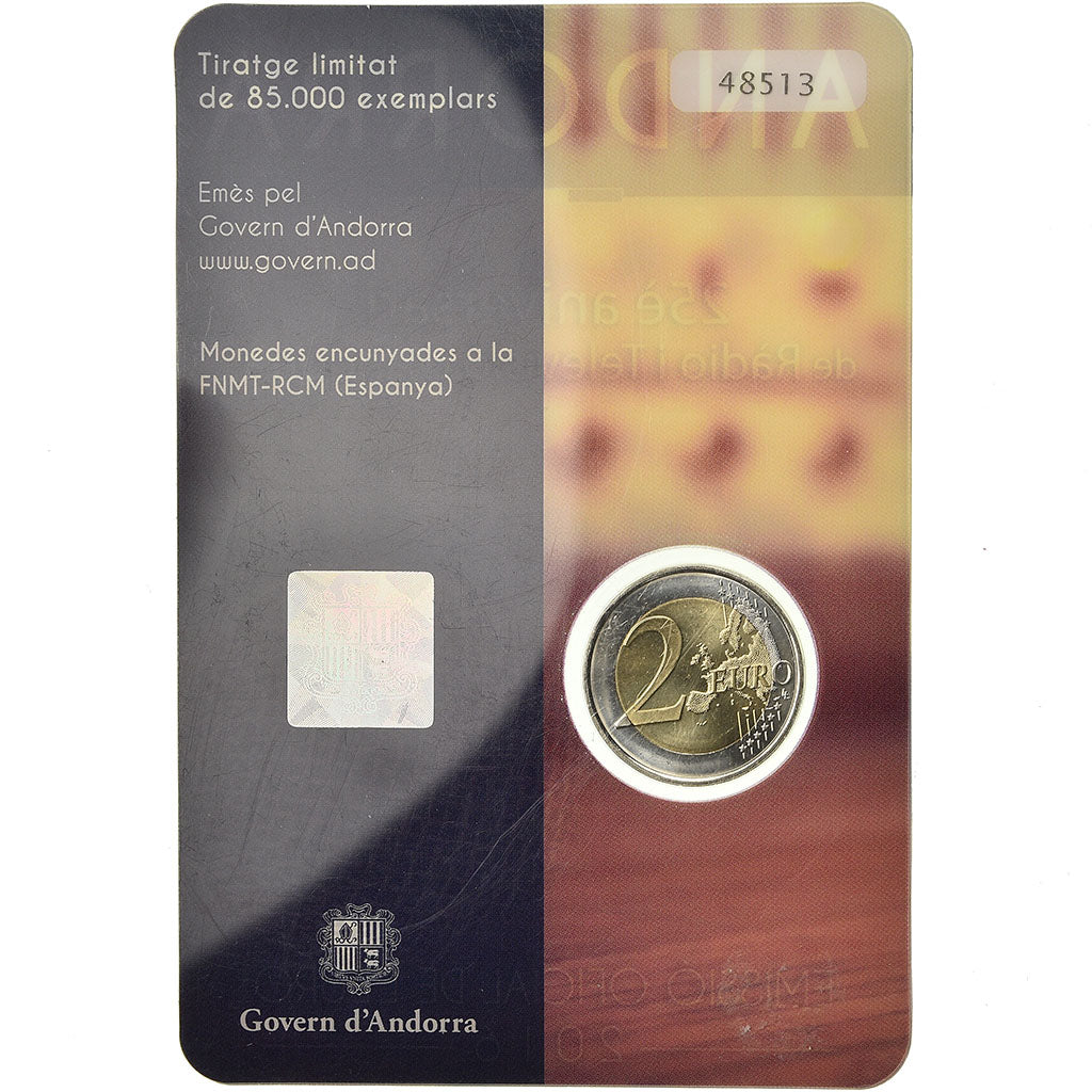 Andorra, 2 Euro, Radio et Télévision, 2016, BU, FDC, Bi-Metallic