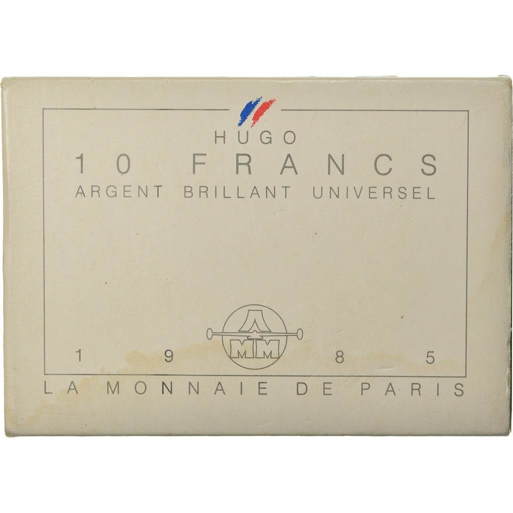 Moeda, França, Victor Hugo, 10 Francs, 1985, Set, MS(65-70), Prata, KM:956a