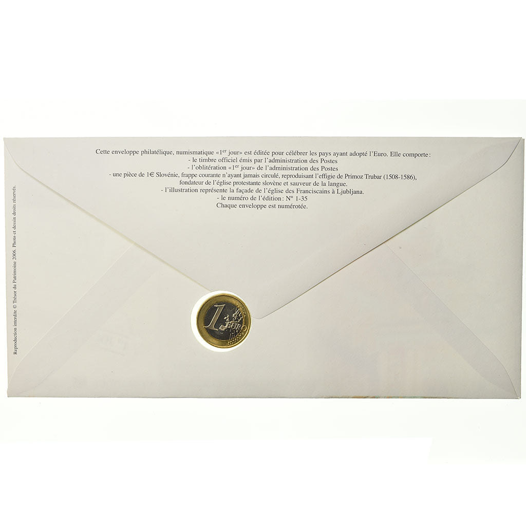 Slowenien, 1 Euro, 2007, Enveloppe philatélique numismatique, UNZ, Bi-Metallic