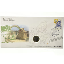 Cypr, 1 Euro, 2008, Enveloppe philatélique numismatique, MS(63), Bimetaliczny