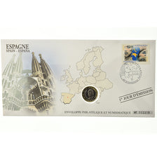 Spain, 1 Euro, 2002, Enveloppe philatélique numismatique, MS(63), Bi-Metallic