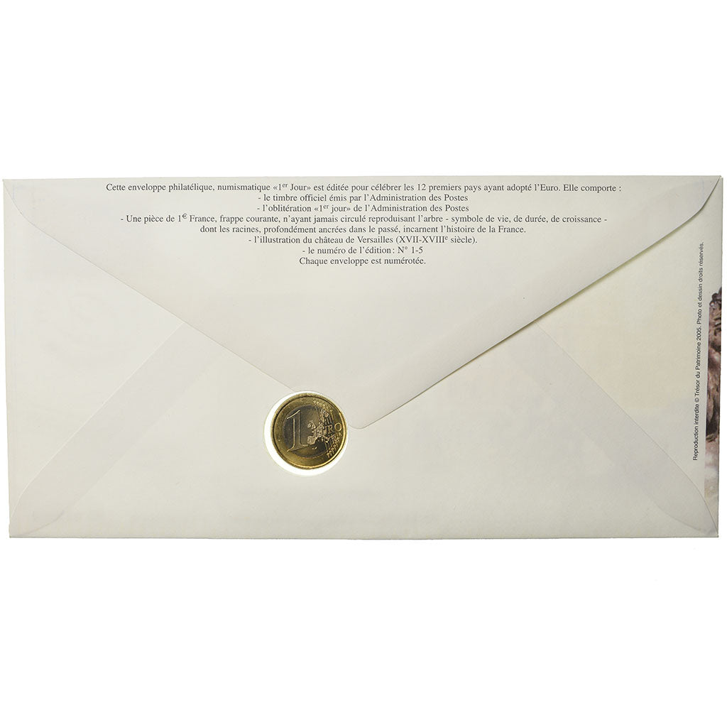 France, 1 Euro, 1999, Enveloppe philatélique numismatique, MS(63), Bi-Metallic