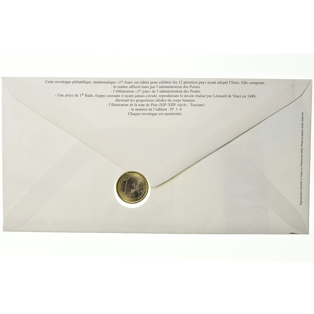 Italien, 1 Euro, 2003, Enveloppe philatélique numismatique, UNZ, Bi-Metallic