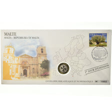 Malta, 1 Euro, 2008, Enveloppe philatélique numismatique, UNZ, Bi-Metallic