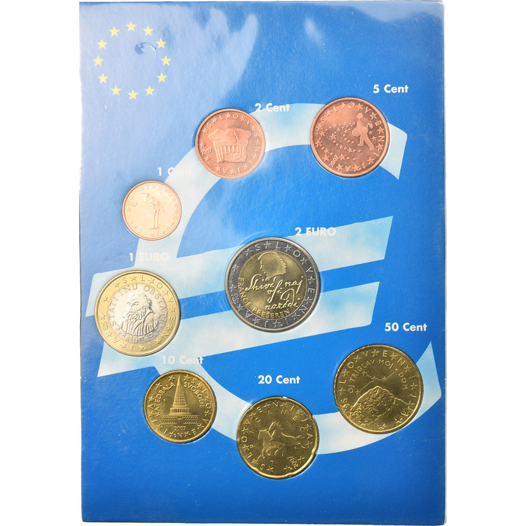 Eslovenia, Set, 2007, 1c à 2€, FDC, Sin información