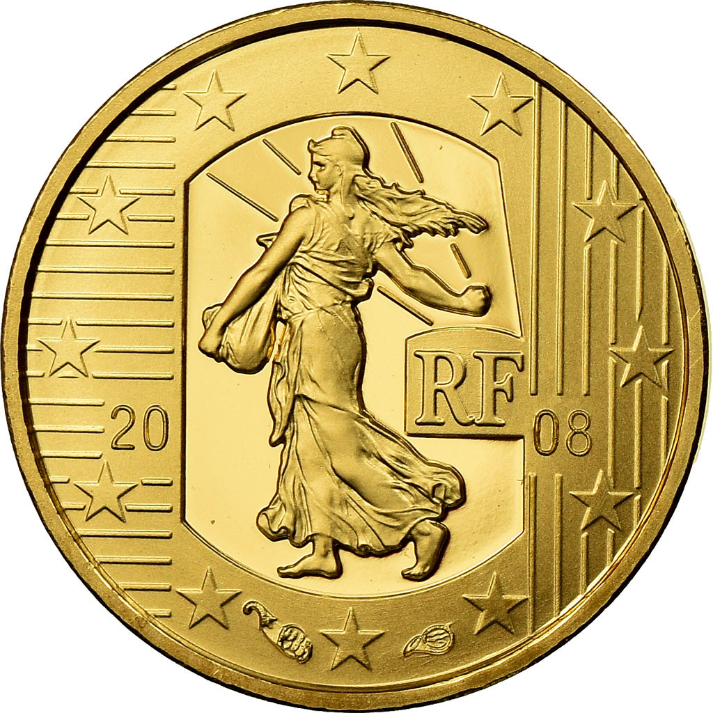 France, Monnaie de Paris, 5 Euro, Semeuse, 2008, MS(65-70), Gold