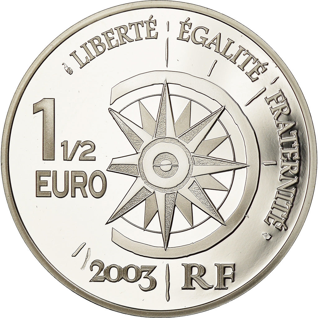 France, Monnaie de Paris, 1,5 Euro, Vol Paris-Tokyo, 2003, MS(65-70), Silver