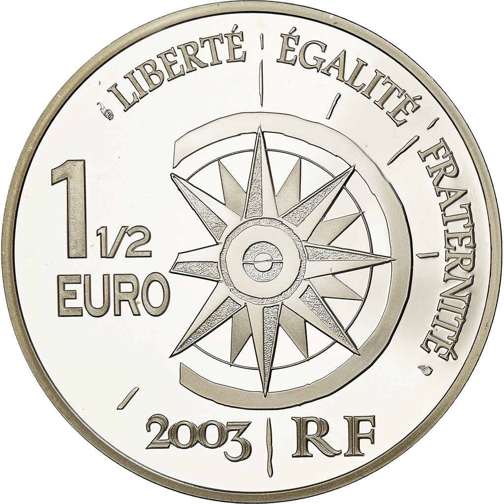 France, Monnaie de Paris, 1,5 Euro, Le Normandie, 2003, MS(65-70), Silver