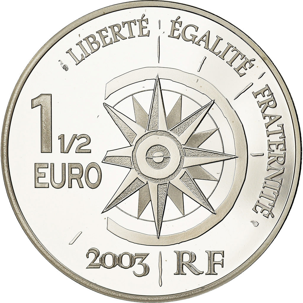 France, Monnaie de Paris, 1,5 Euro, L'Orient Express, 2003, MS(65-70), Silver