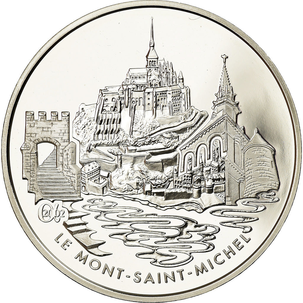 France, Monnaie de Paris, 1,5 Euro, Mont Saint-Michel, 2002, MS(65-70), Silver
