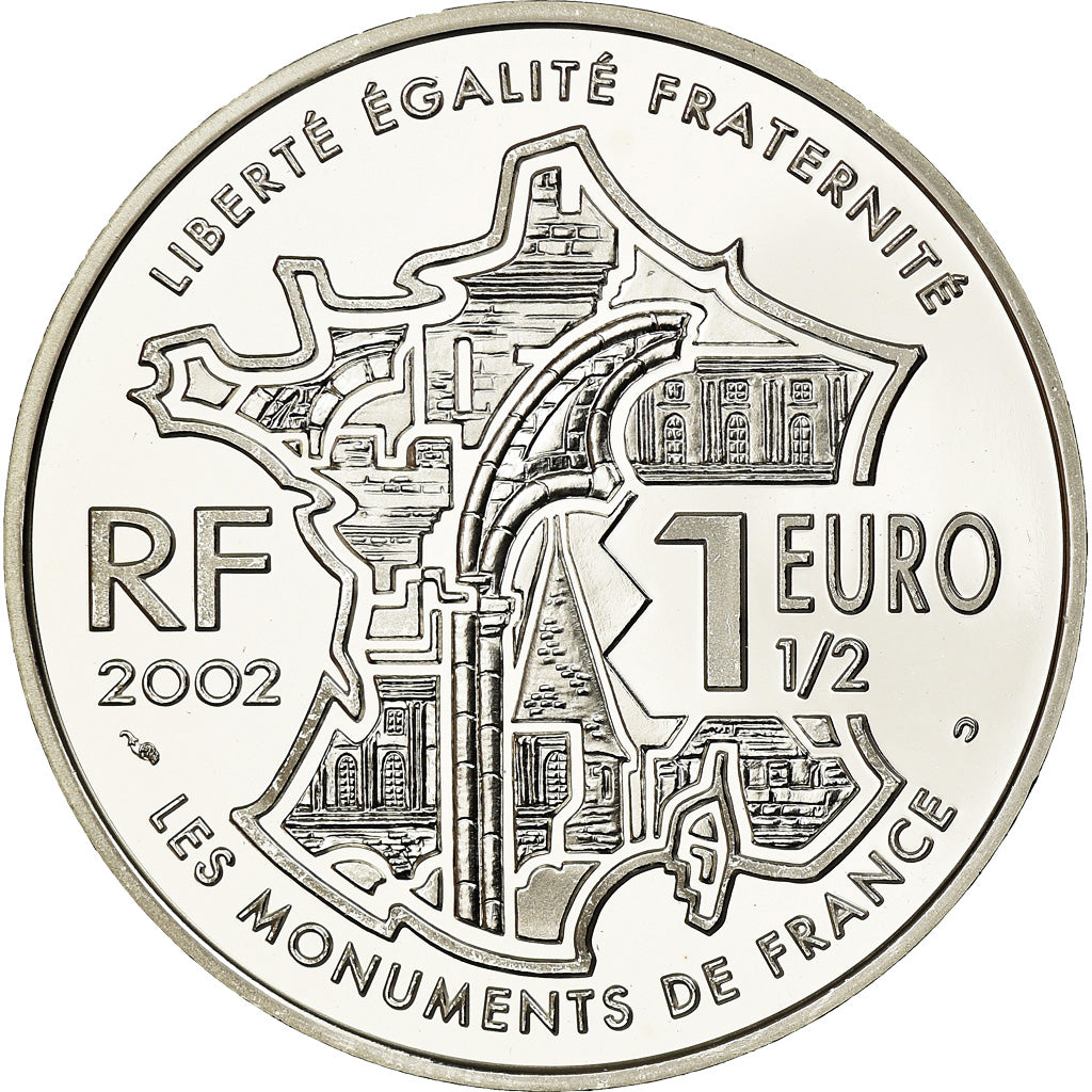 France, Monnaie de Paris, 1,5 Euro, Mont Saint-Michel, 2002, MS(65-70), Silver