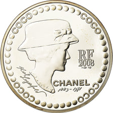 Francia, Monnaie de Paris, 5 Euro, Coco Chanel, 2008, FDC, Plata
