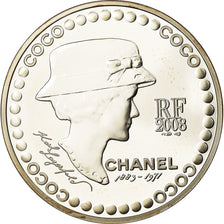 France, Monnaie de Paris, 5 Euro, Coco Chanel, 2008, MS(65-70), Silver