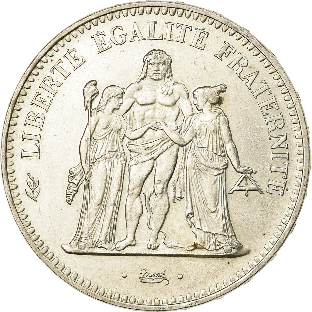Moneta, Francja, Hercule, 50 Francs, 1974, Avers 20 francs, AU(55-58), Srebro