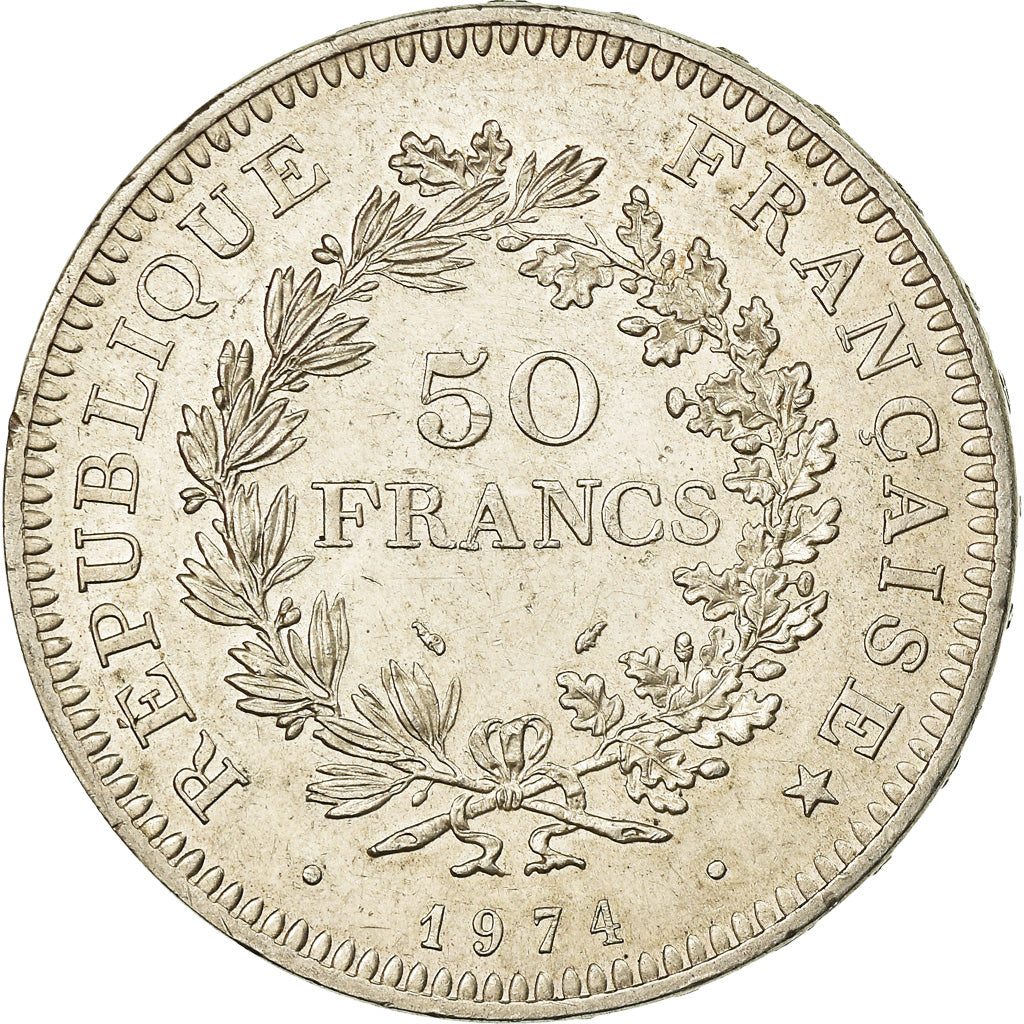 Coin, France, Hercule, 50 Francs, 1974, Avers 20 francs, AU(55-58), Silver