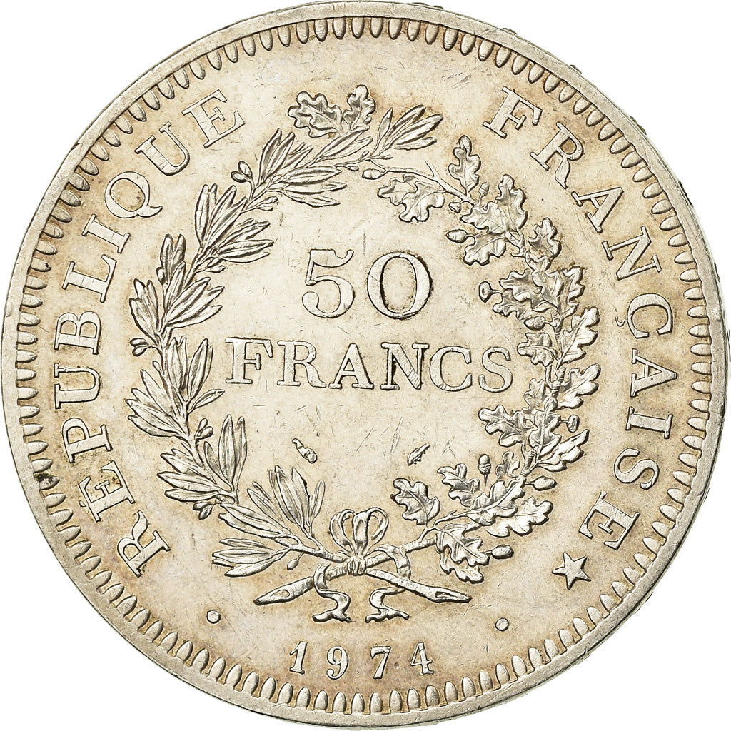 Coin, France, Hercule, 50 Francs, 1974, Avers 20 francs, AU(55-58), Silver