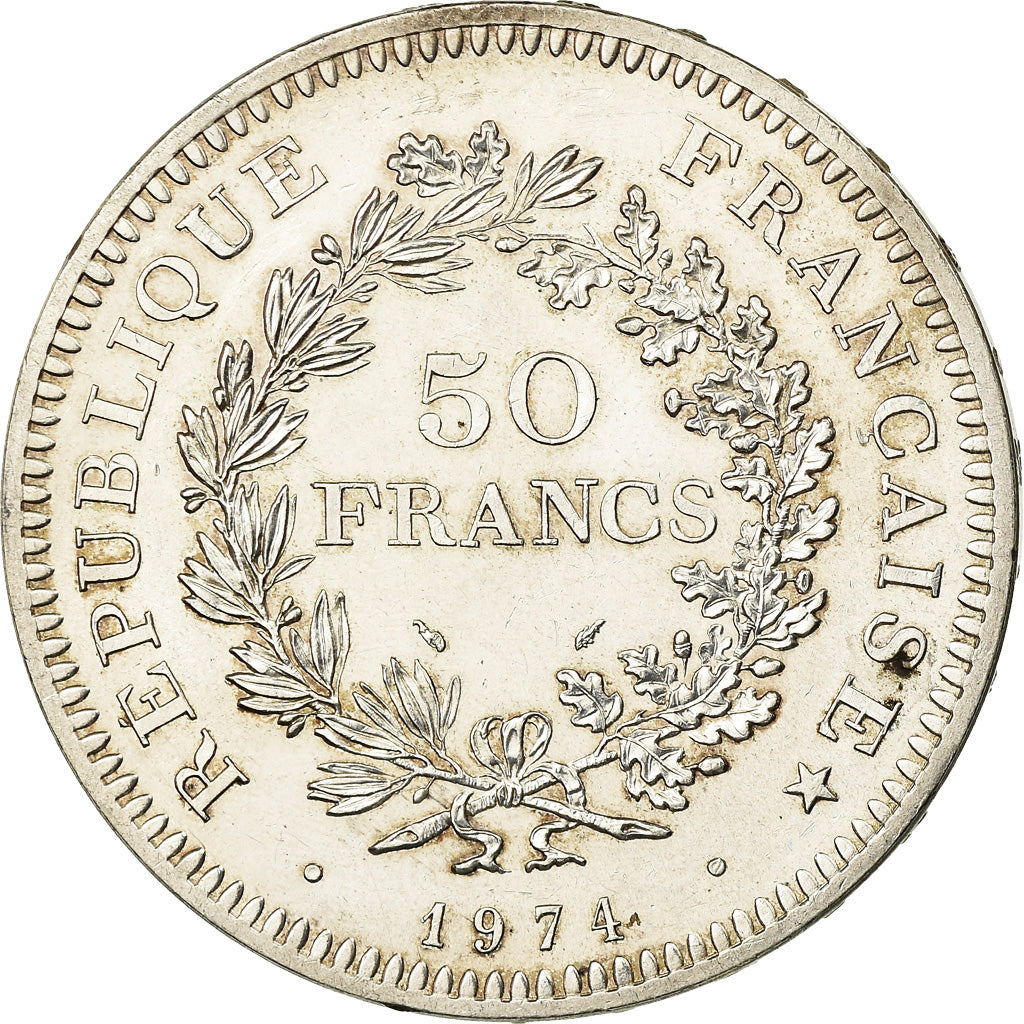 Münze, Frankreich, Hercule, 50 Francs, 1974, Avers 20 francs, VZ, Silber