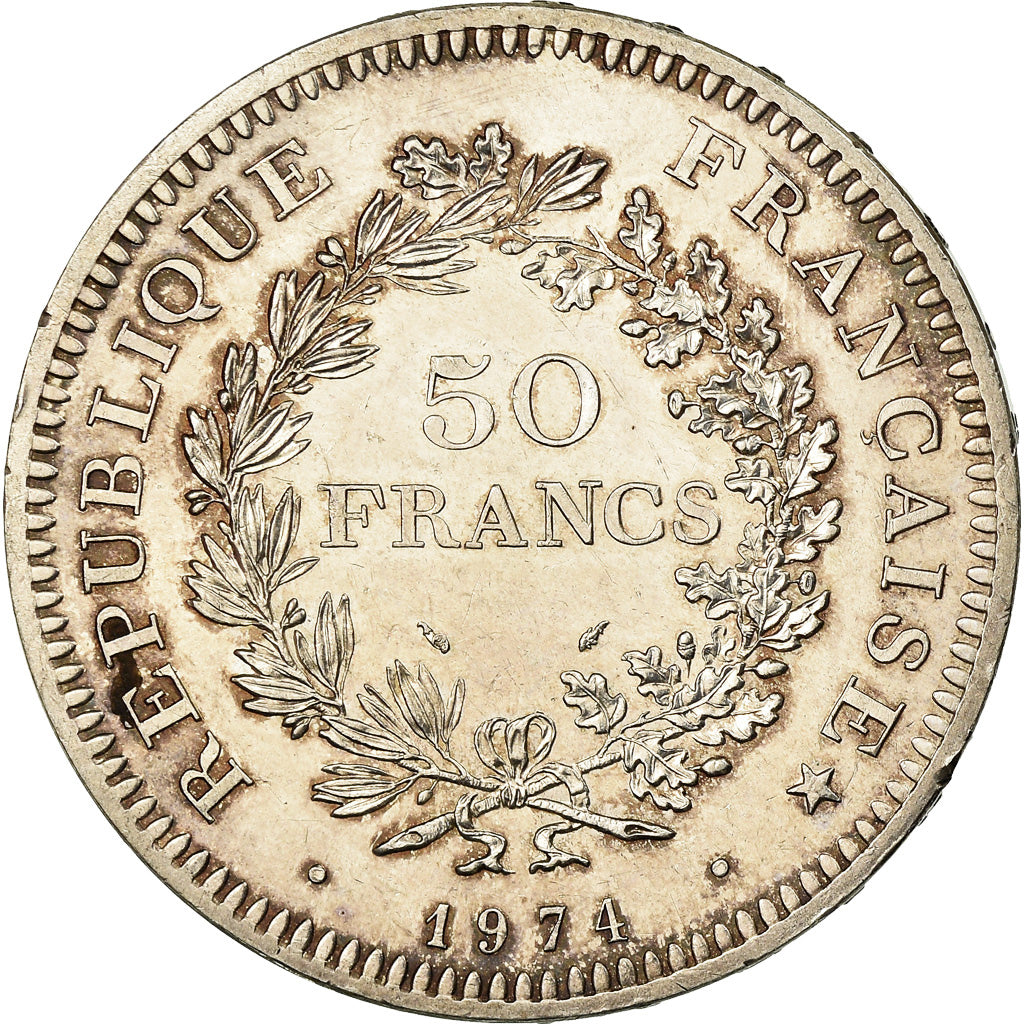 Coin, France, Hercule, 50 Francs, 1974, Avers 20 francs, AU(55-58), Silver