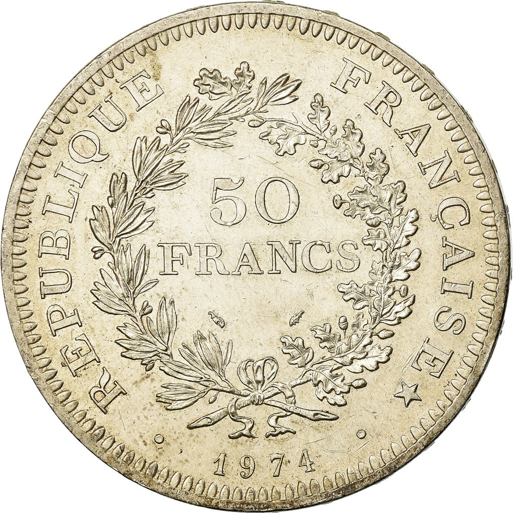 Coin, France, Hercule, 50 Francs, 1974, Avers 20 francs, AU(55-58), Silver