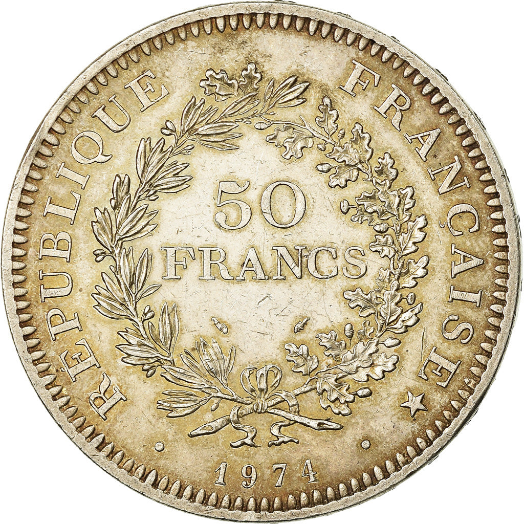 Coin, France, Hercule, 50 Francs, 1974, Avers 20 francs, AU(50-53), Silver