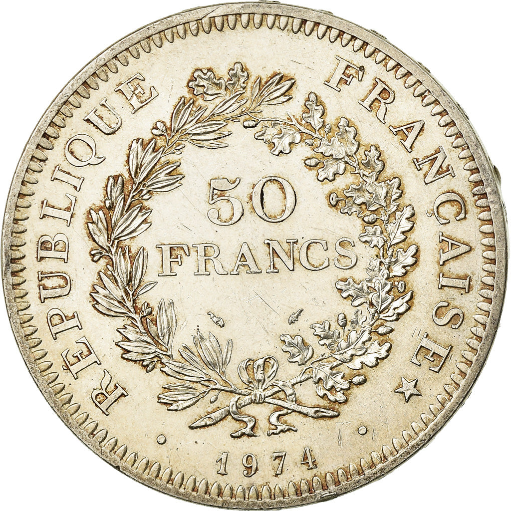 Coin, France, Hercule, 50 Francs, 1974, Avers 20 francs, AU(50-53), Silver