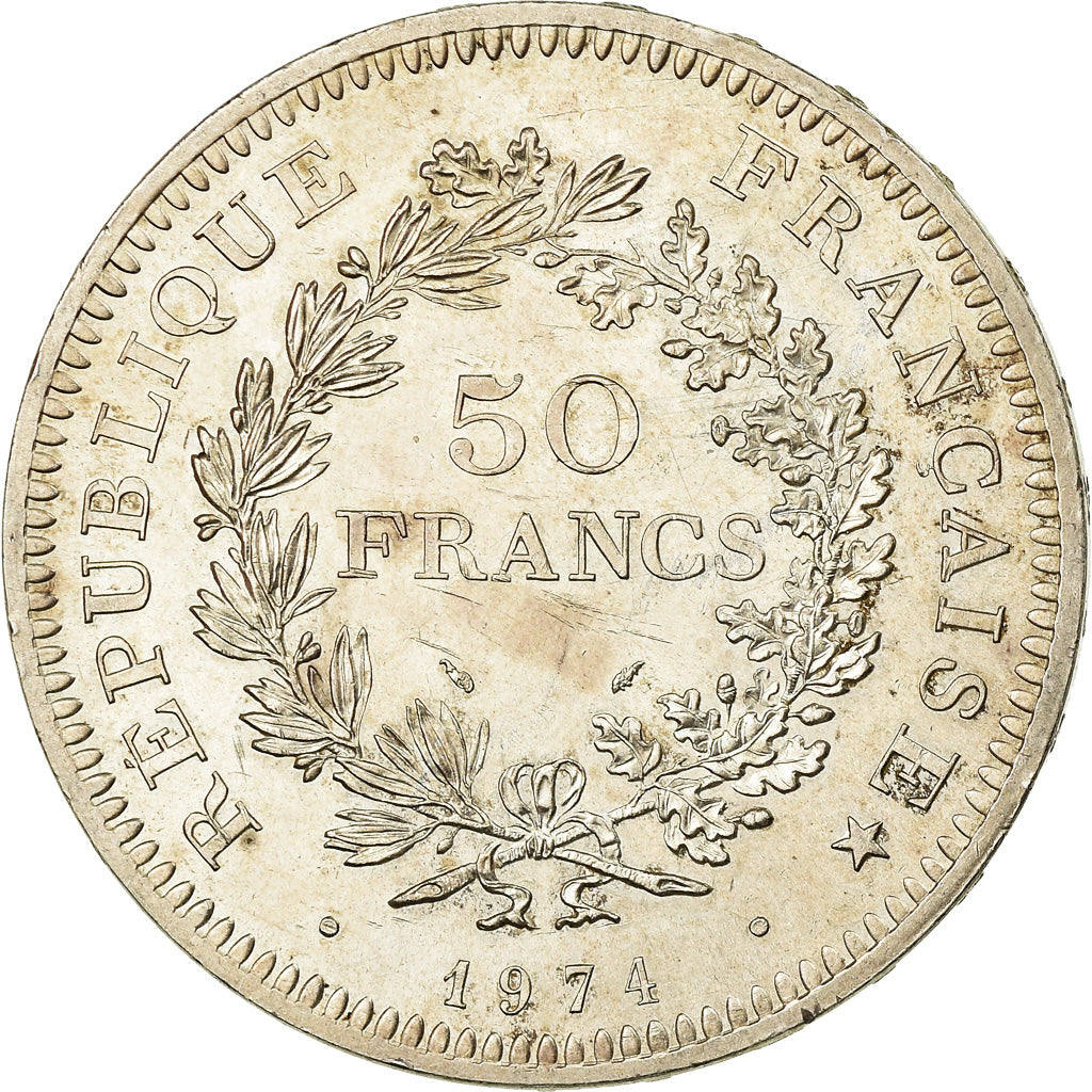 Coin, France, Hercule, 50 Francs, 1974, Avers 20 francs, AU(50-53), Silver
